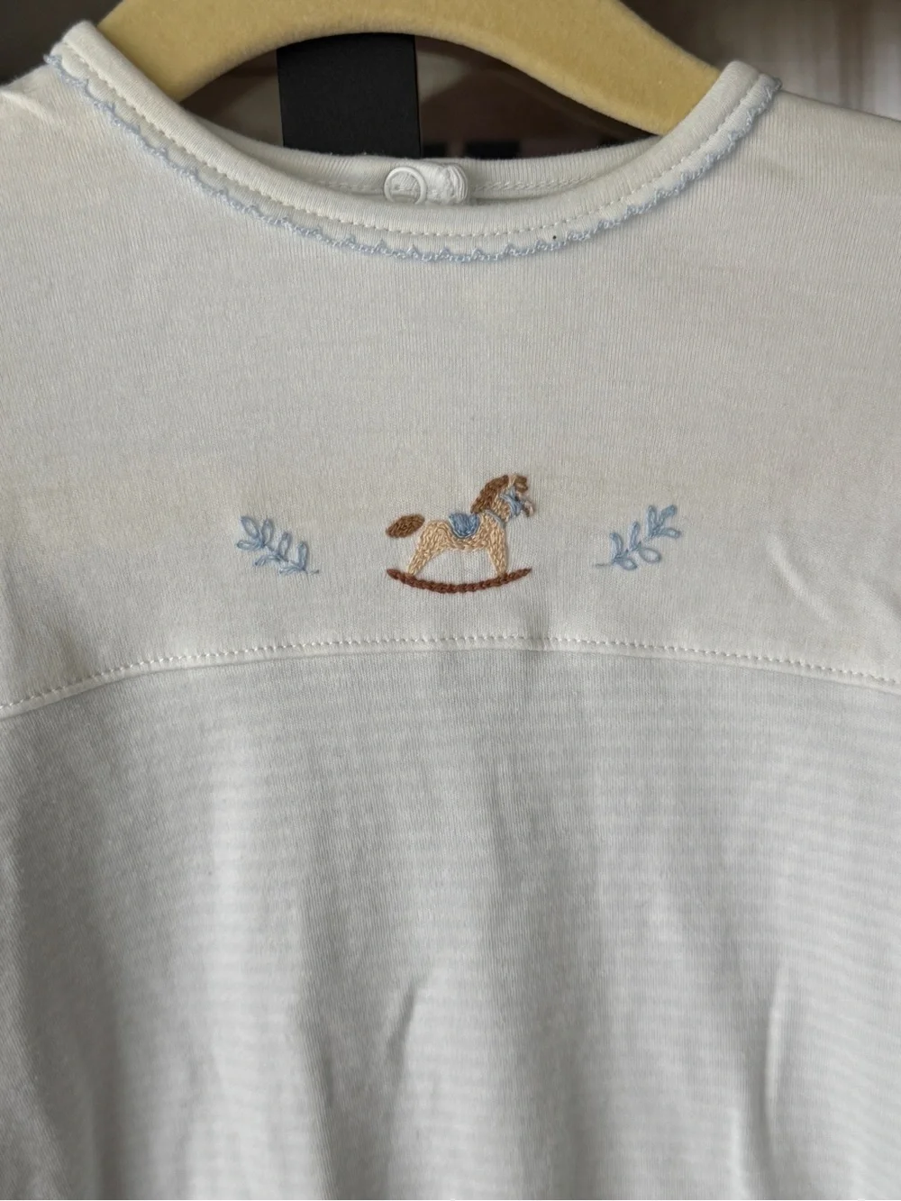 Baby Threads Rocking Horse Pima Cotton Baby Daygown newborn embroidered striped